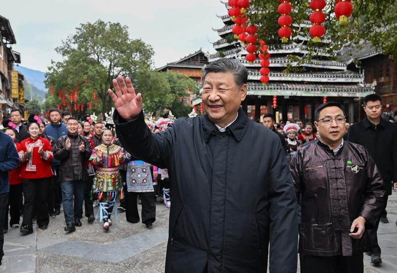 △2025年3月17日,习近平总书记在贵州黎平县肇兴侗寨考察。