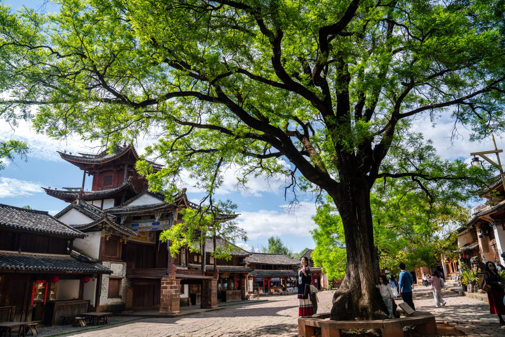 这是2025年4月21日拍摄的大理州沙溪镇寺登村古戏台一景。沙溪镇位于云南省大理州剑川县，是一个以白族为主，汉、彝、傈僳族共居的少数民族聚居镇。自唐宋起，沙溪镇便因丰饶的物产和平坦的地势，成为茶马古道上的贸易重镇。在“沙溪复兴工程”框架下，茶马古道上的四方街、古寨门、古戏台、兴教寺等核心遗产获得抢救性修复。